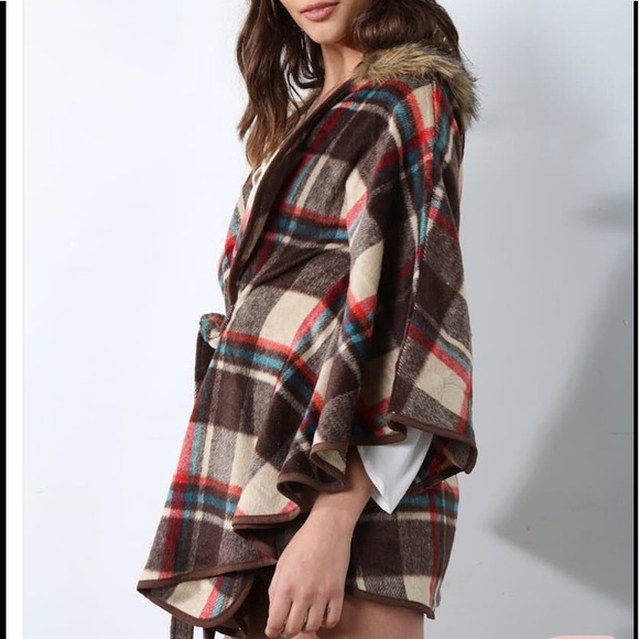 🆕Plaid Faux Fur Fall Coat - Picture 3 of 6